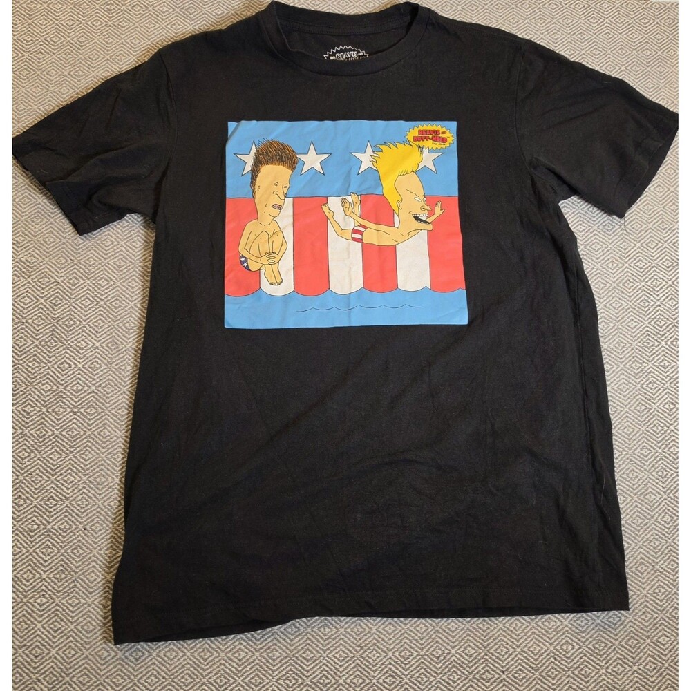 Beavis and Butt-Head Men’s M Graphic T-Shirt Black Patriotic USA Americana 2025